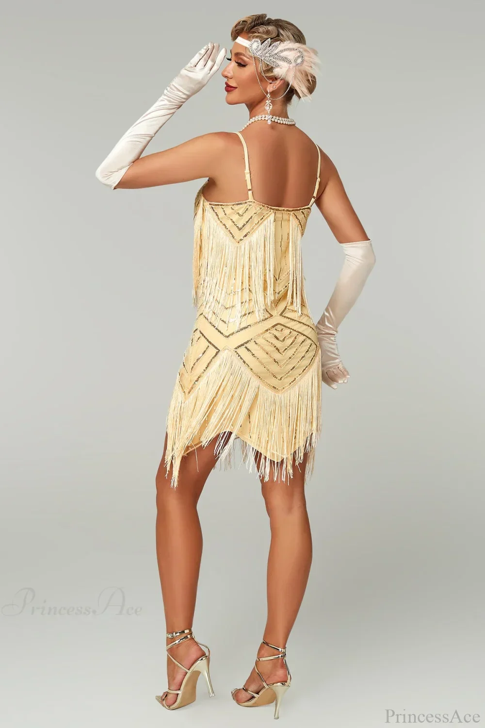 V-Neck Tassel Sequin Party Dress - Image 10