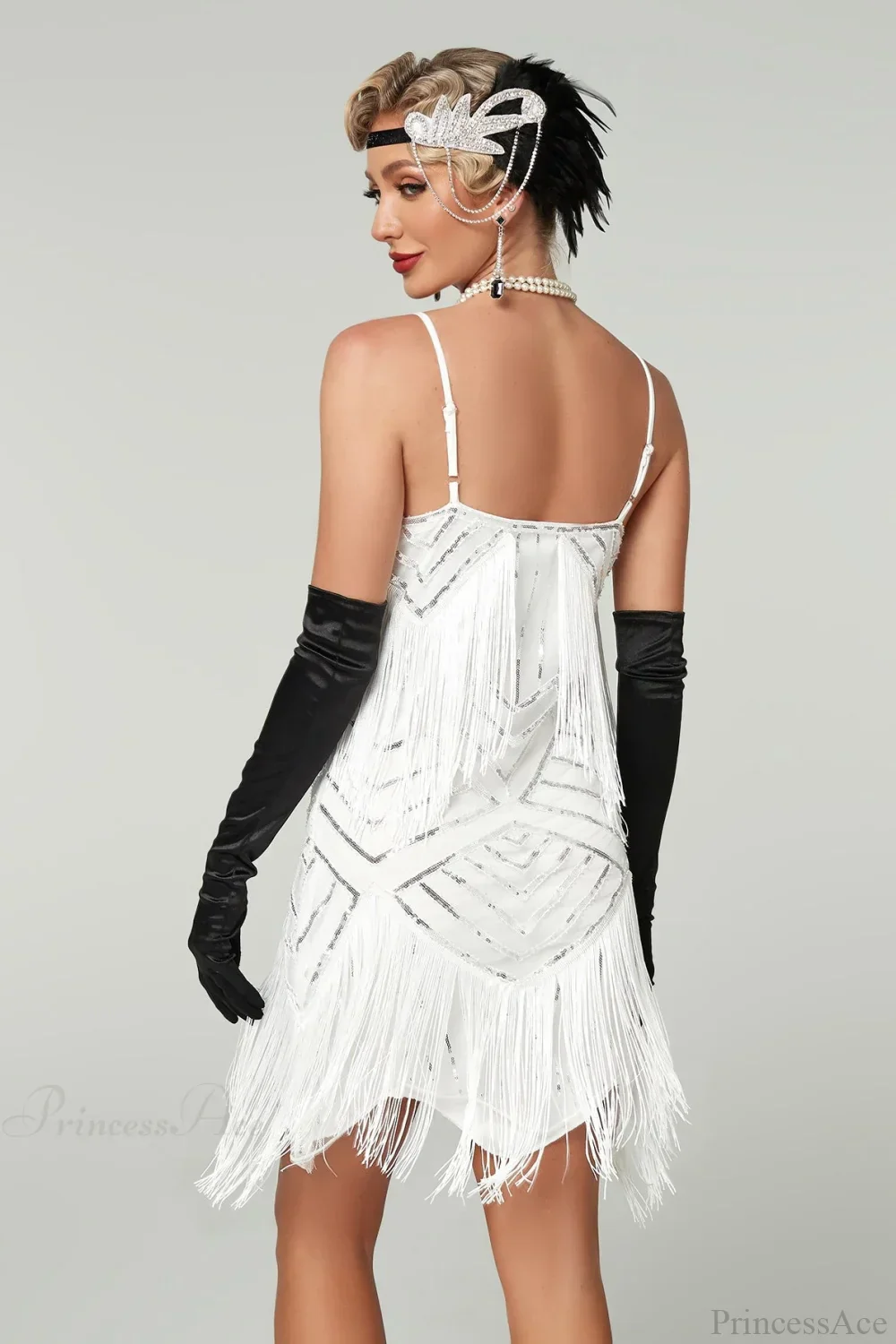 V-Neck Tassel Sequin Party Dress - Image 12
