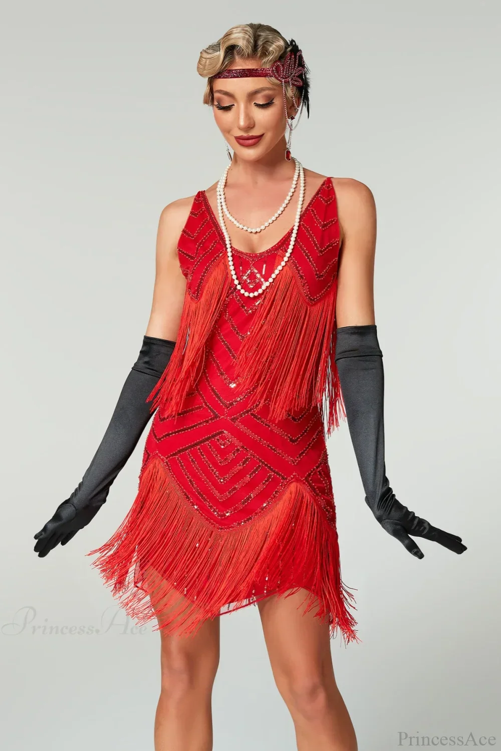 V-Neck Tassel Sequin Party Dress - Image 6