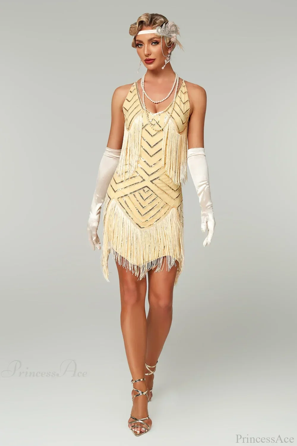 V-Neck Tassel Sequin Party Dress - Image 9
