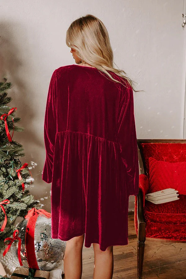 Velvet Loose Cutout Tie Waist Mini Dress - Image 4