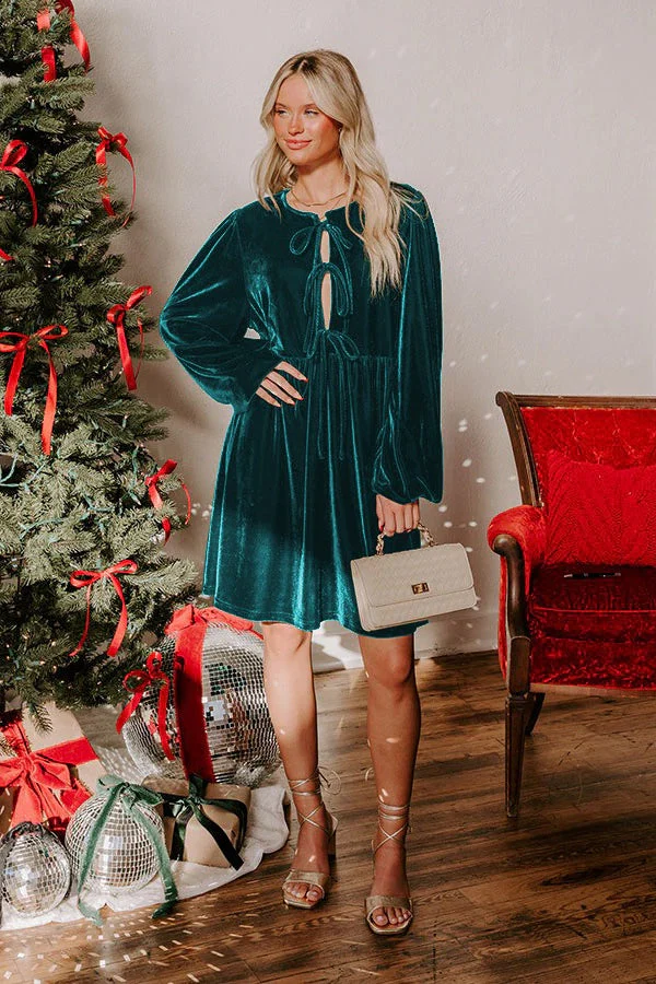 Velvet Loose Cutout Tie Waist Mini Dress - Image 7