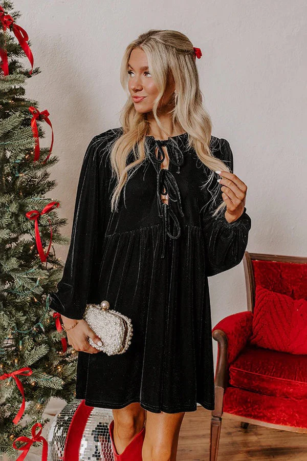 Velvet Loose Cutout Tie Waist Mini Dress - Image 9