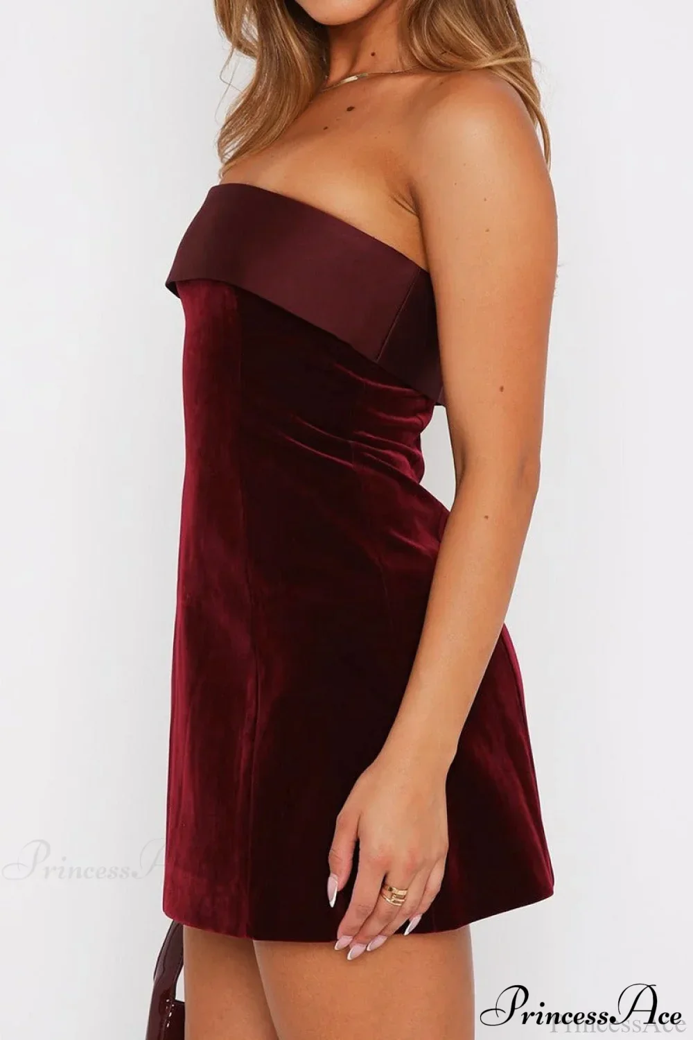 Velvet Strapless Backless Mini A-Line Party Dress - Image 3
