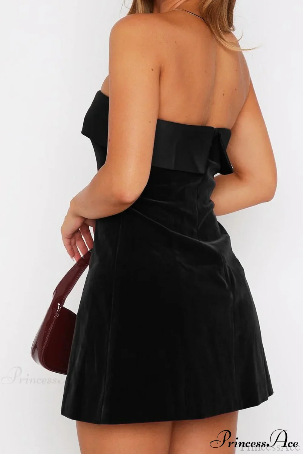 Velvet Strapless Backless Mini A-Line Party Dress - Image 7