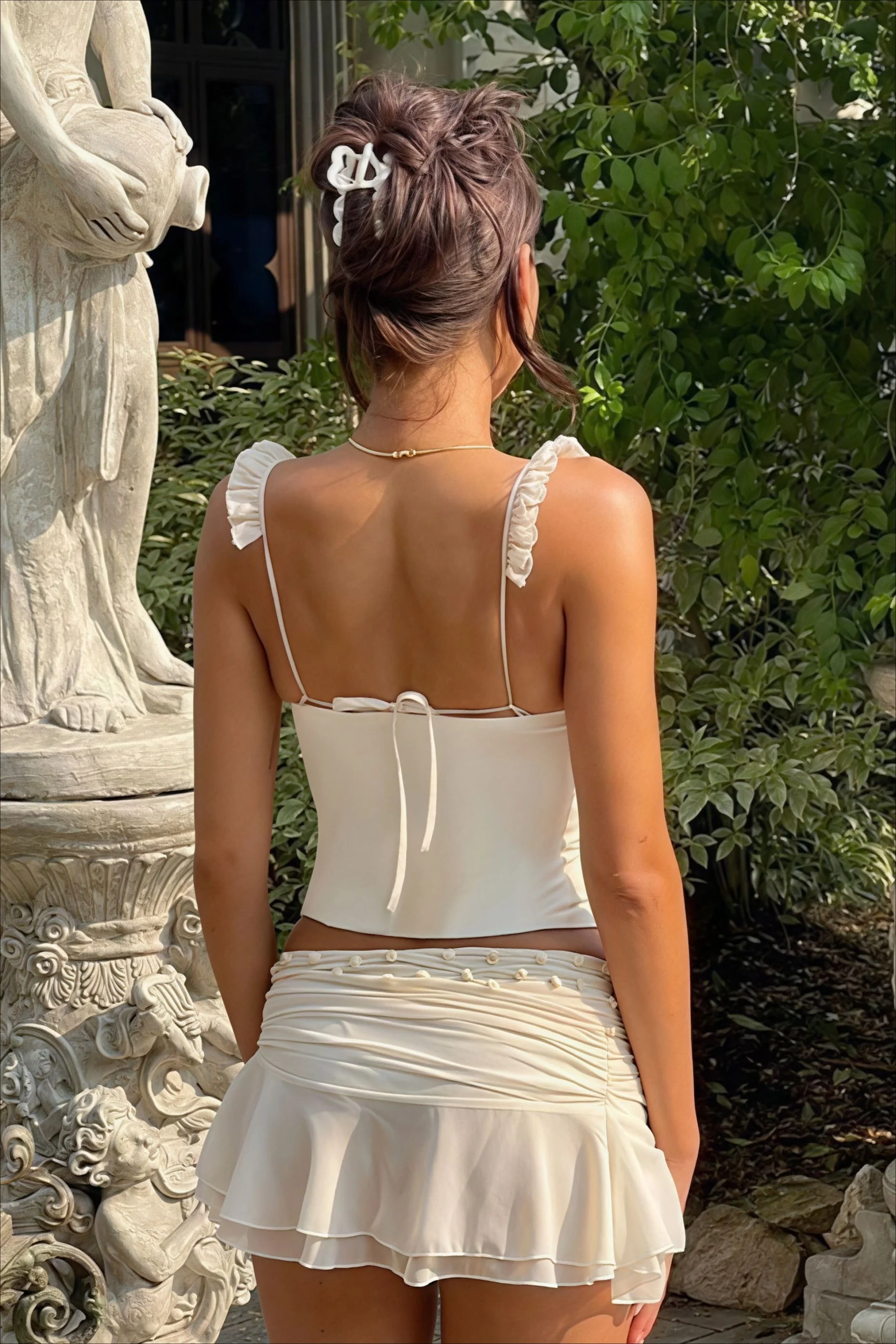 Vintage Court Style Cropped Corset Slim Tank Top - Image 3