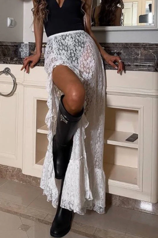 Versatile Lace Split Slim Skirt - Image 2