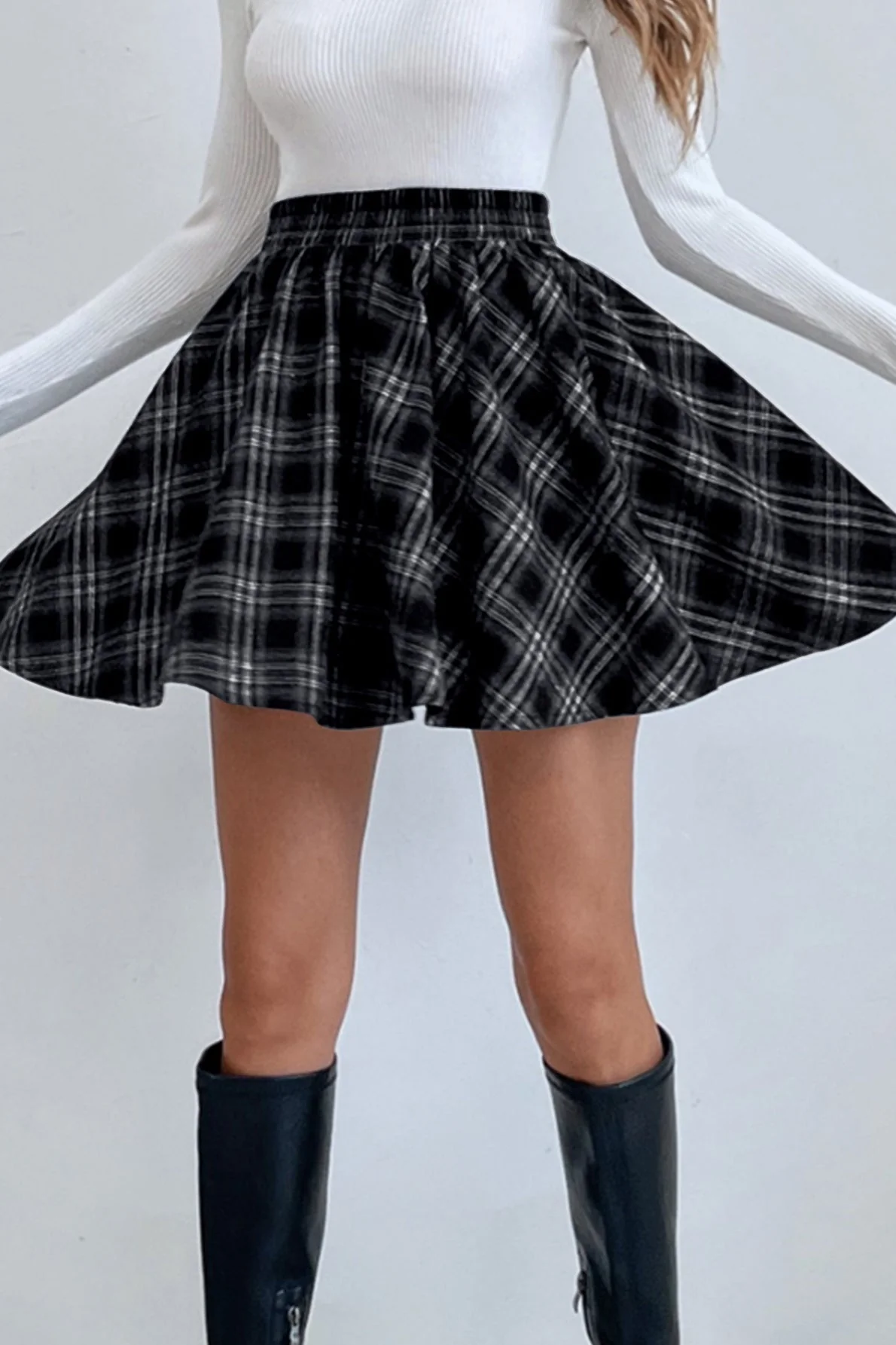 Versatile Plaid Mini Skirt - Image 2