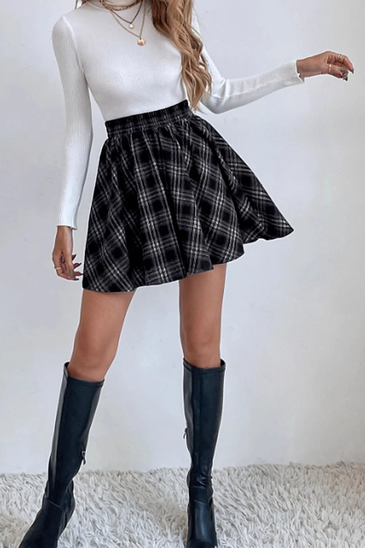 Versatile Plaid Mini Skirt - Image 3