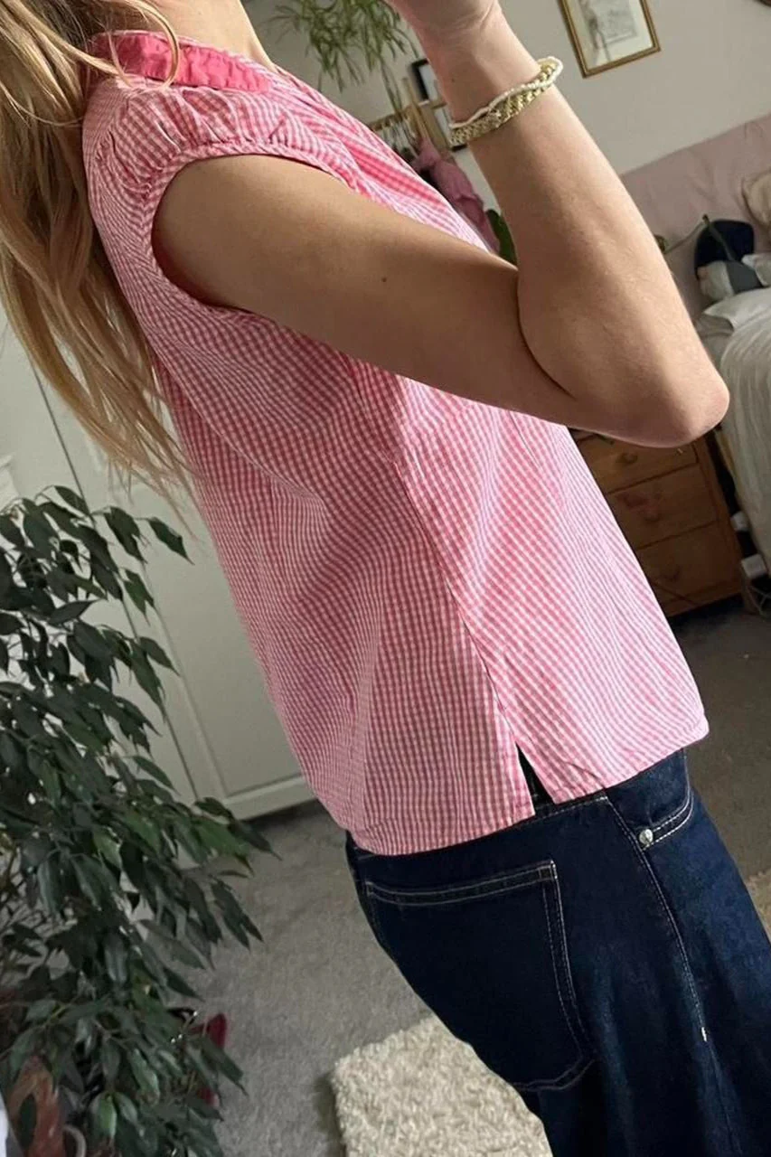 Versatile Red White Plaid Blouse - Image 11