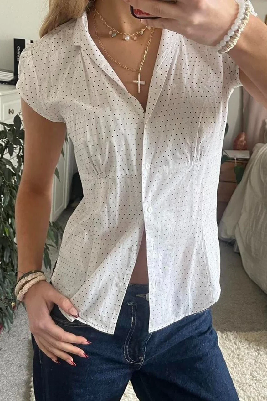 Versatile Red White Plaid Blouse - Image 12