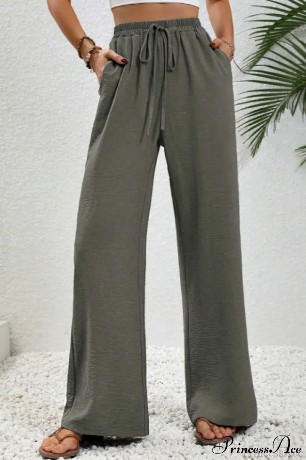 Versatile Solid Maxi Wide Leg Pants - Image 4