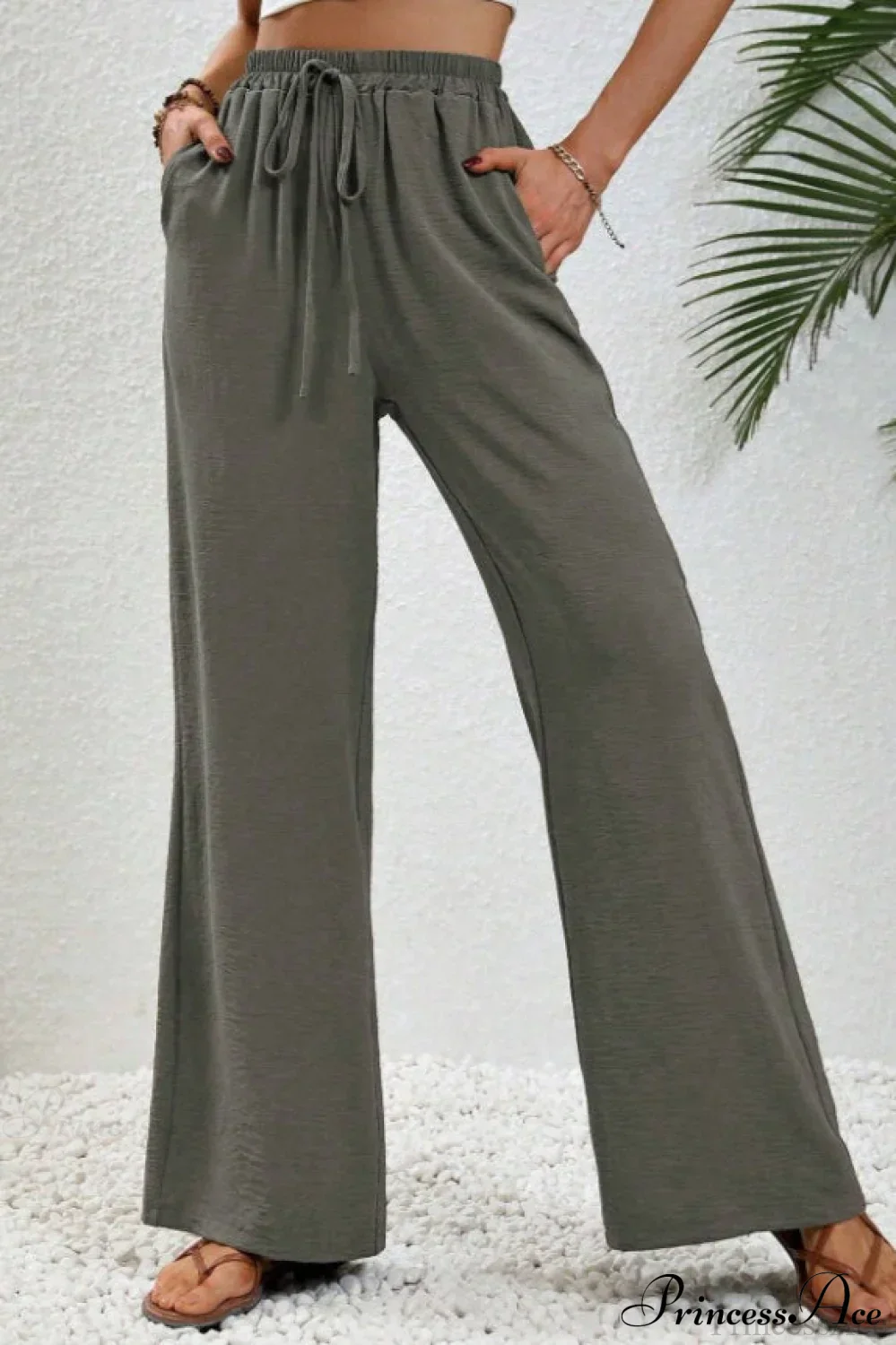 Versatile Solid Maxi Wide Leg Pants - Image 5