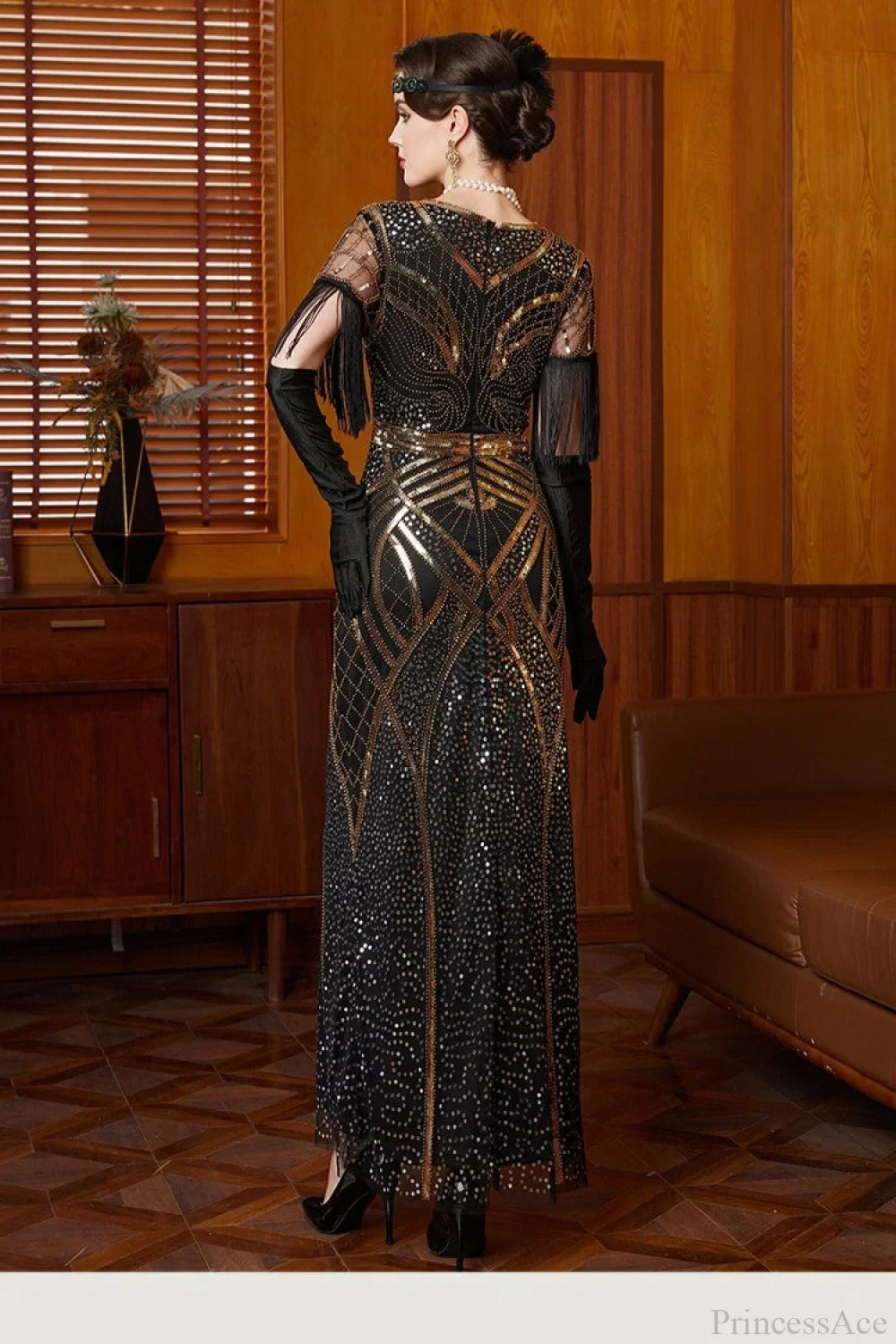 Vintage Beaded Sequined Ball Inspired Evening Dress - Image 4