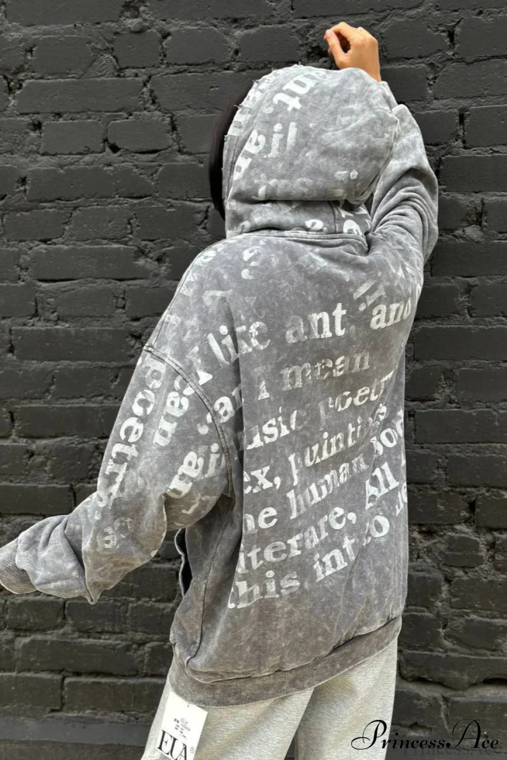 Vintage Bow Letter Distressed Hoodie - Image 3