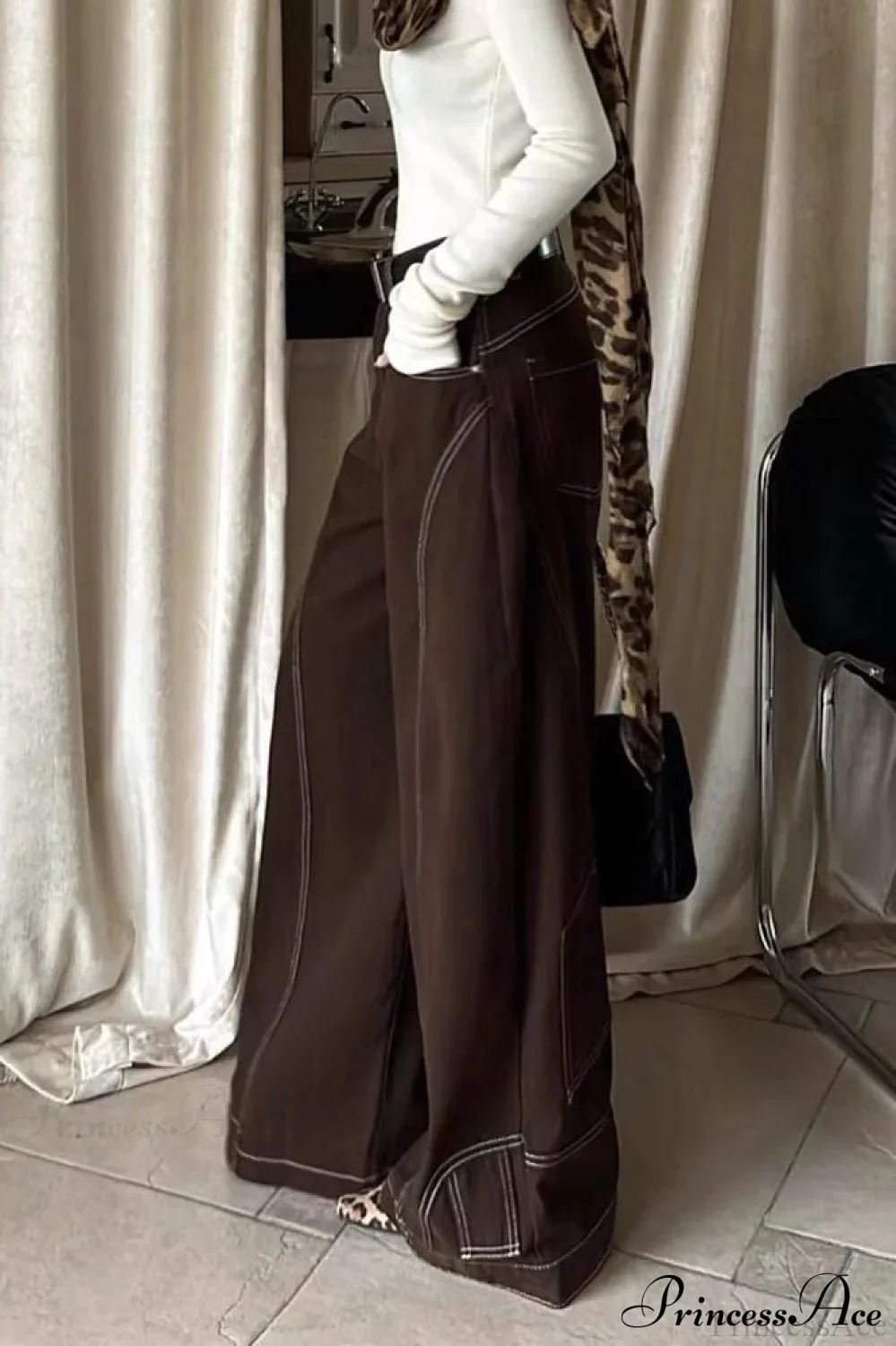 Vintage Brown High Waist Straight Leg Jeans - Image 3
