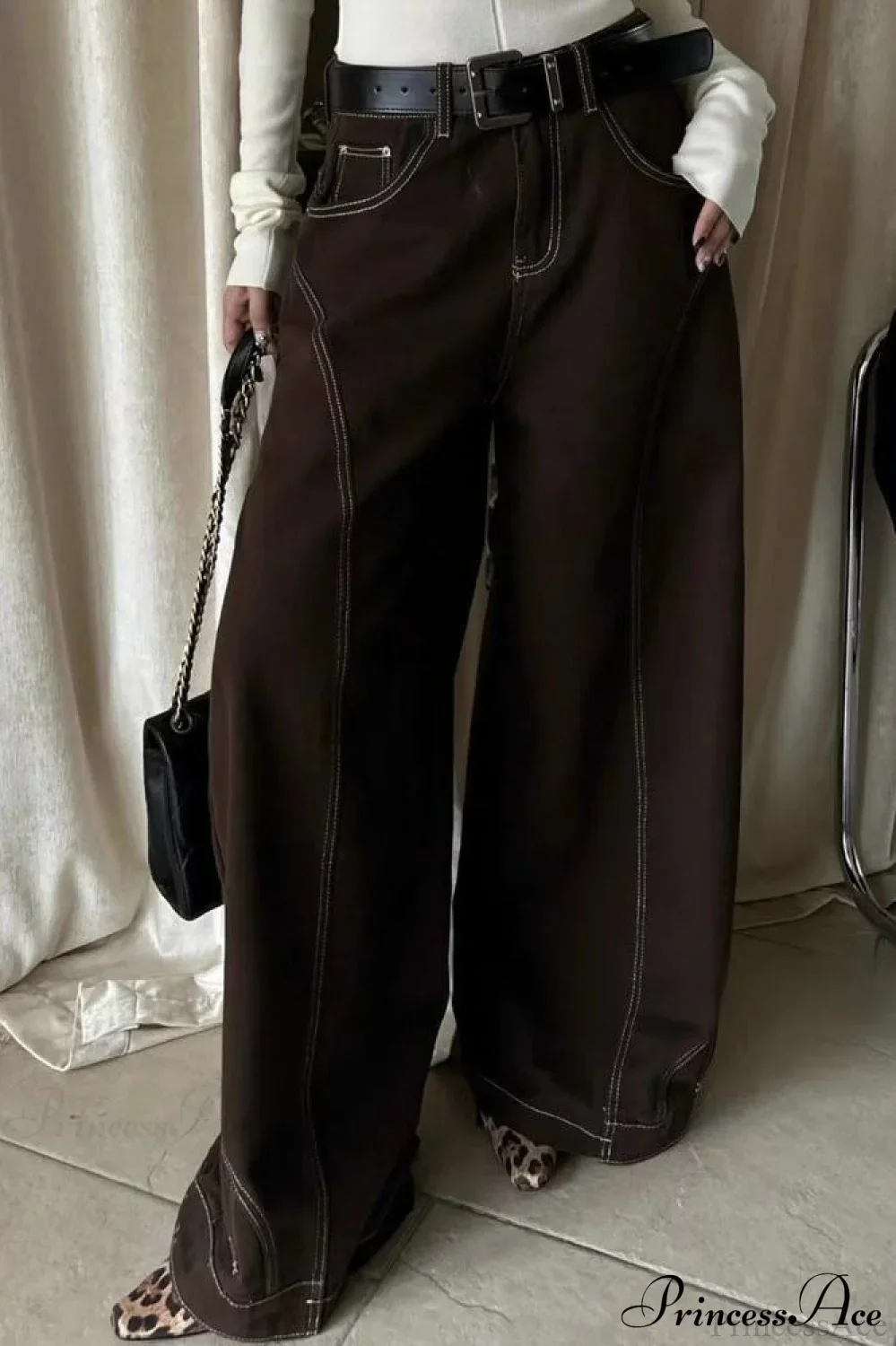 Vintage Brown High Waist Straight Leg Jeans - Image 4