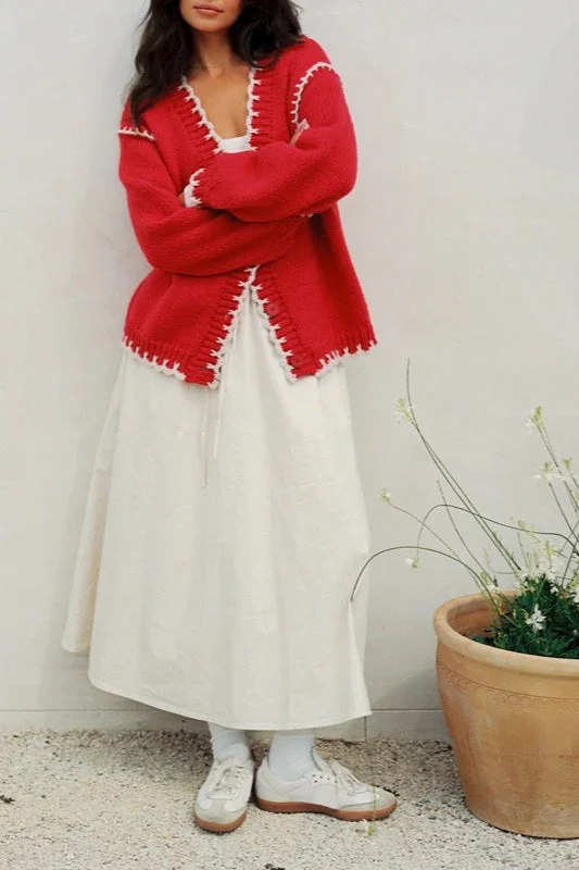 Vintage Cable Knit V Neck Button Cardigan - Image 3