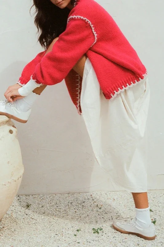 Vintage Cable Knit V Neck Button Cardigan - Image 4