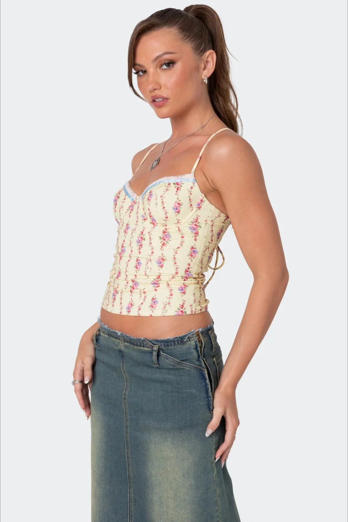 Vintage Chic Floral Crop Cami Top - Image 2