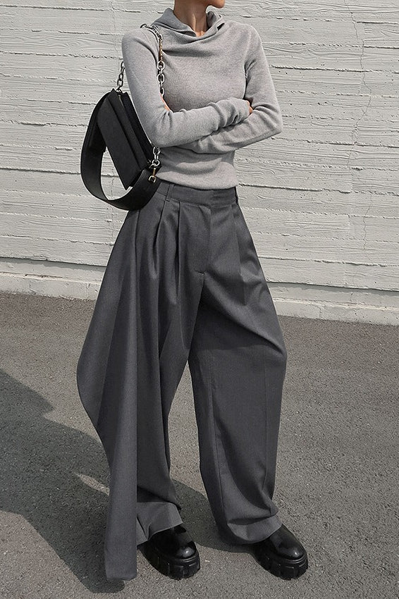 Vintage Deconstructed Wide-Leg High-Waist Pants - Image 4