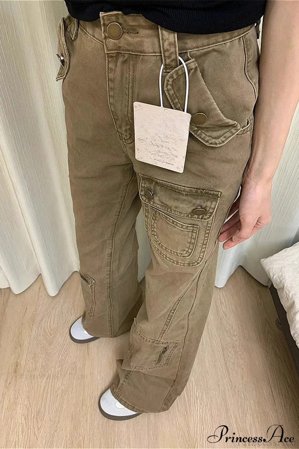 Vintage Denim Wide Leg Cargo Pants - Image 3