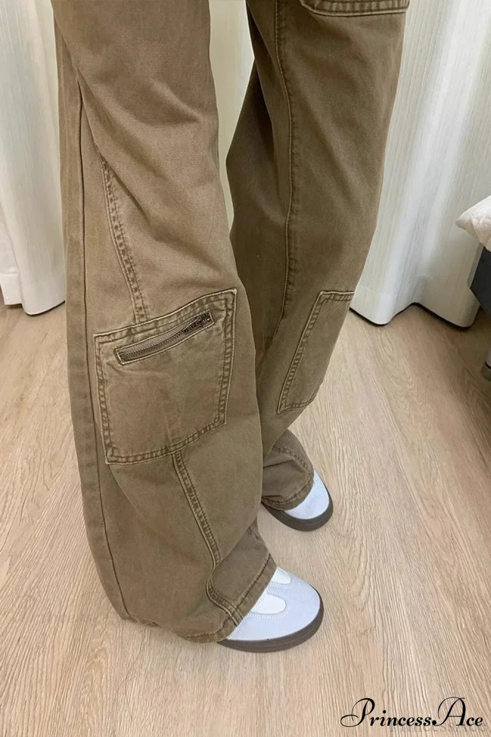 Vintage Denim Wide Leg Cargo Pants - Image 4