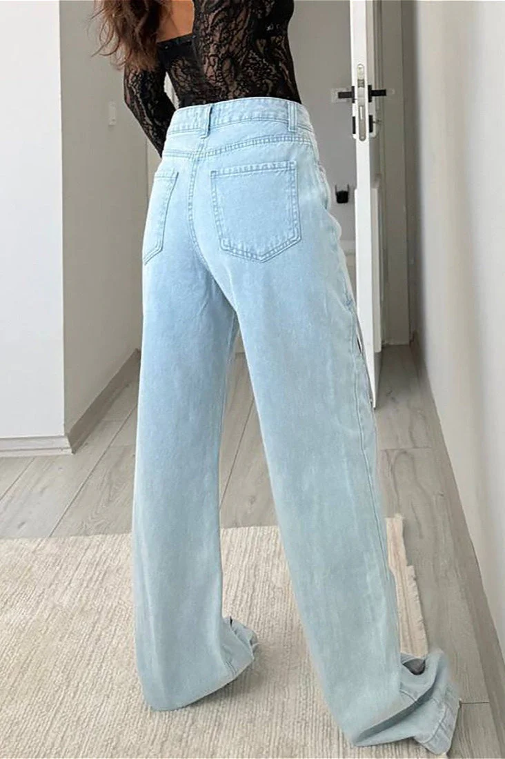 Vintage Distressed Cutout Straight Jeans - Image 3