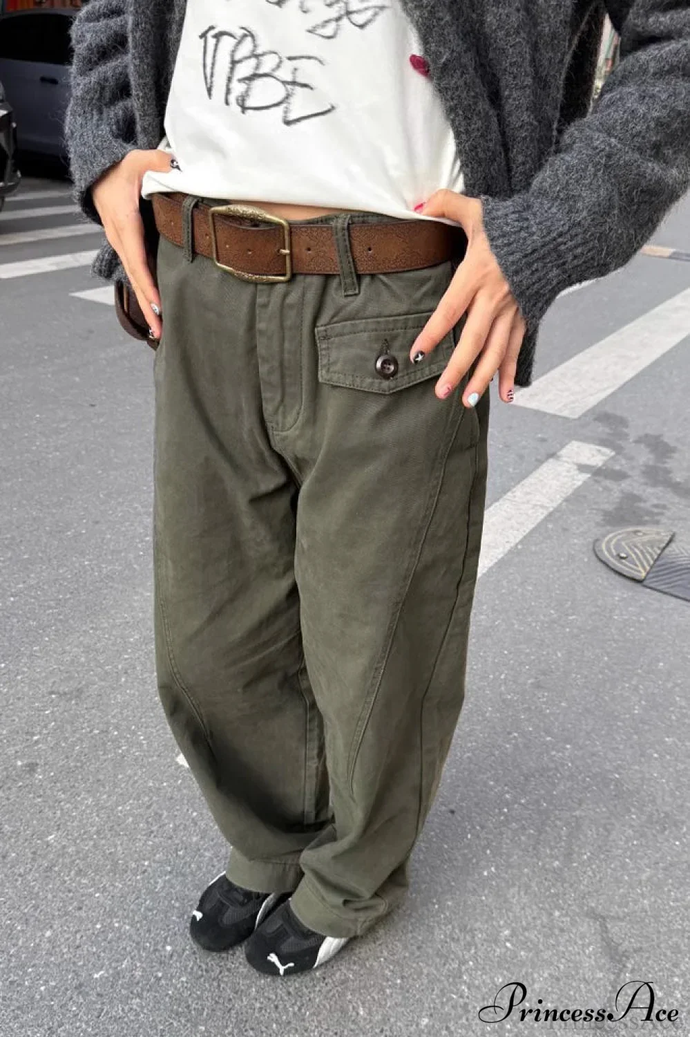 Vintage Draped Cuffed Cargo Pants - Image 5