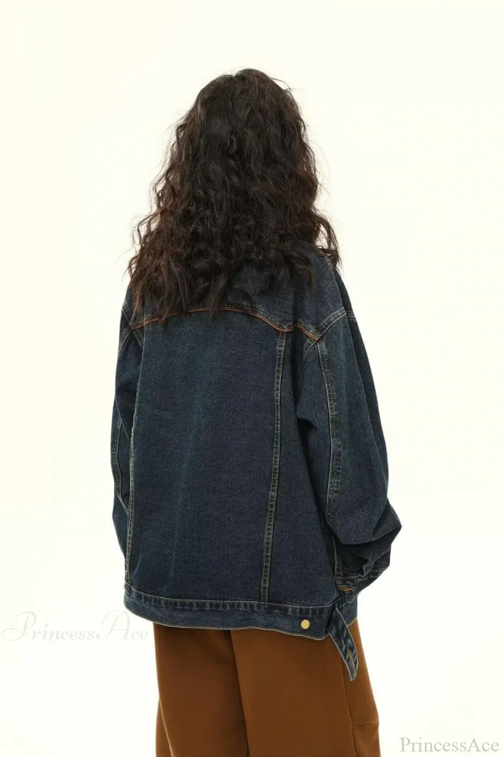 Vintage Embroidered Denim Loose Lapel Utility Jacket - Image 4