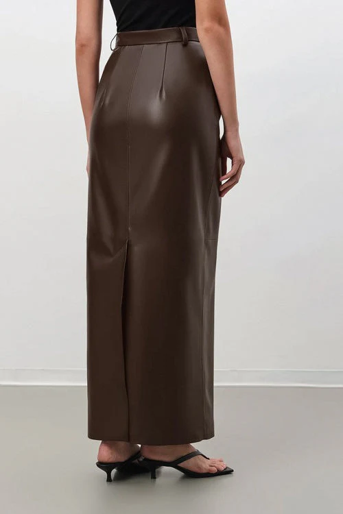 Vintage Faux Leather Pencil Maxi Skirt - Image 4
