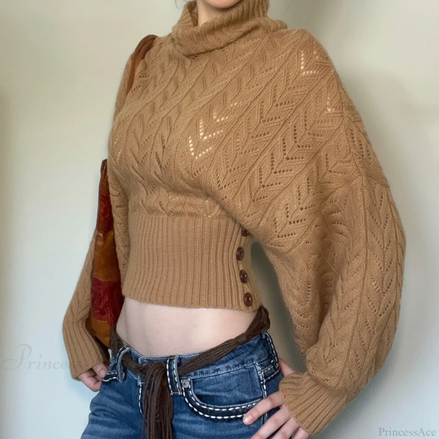 Vintage Fitted Slim Turtleneck Elegant Sweater - Image 2
