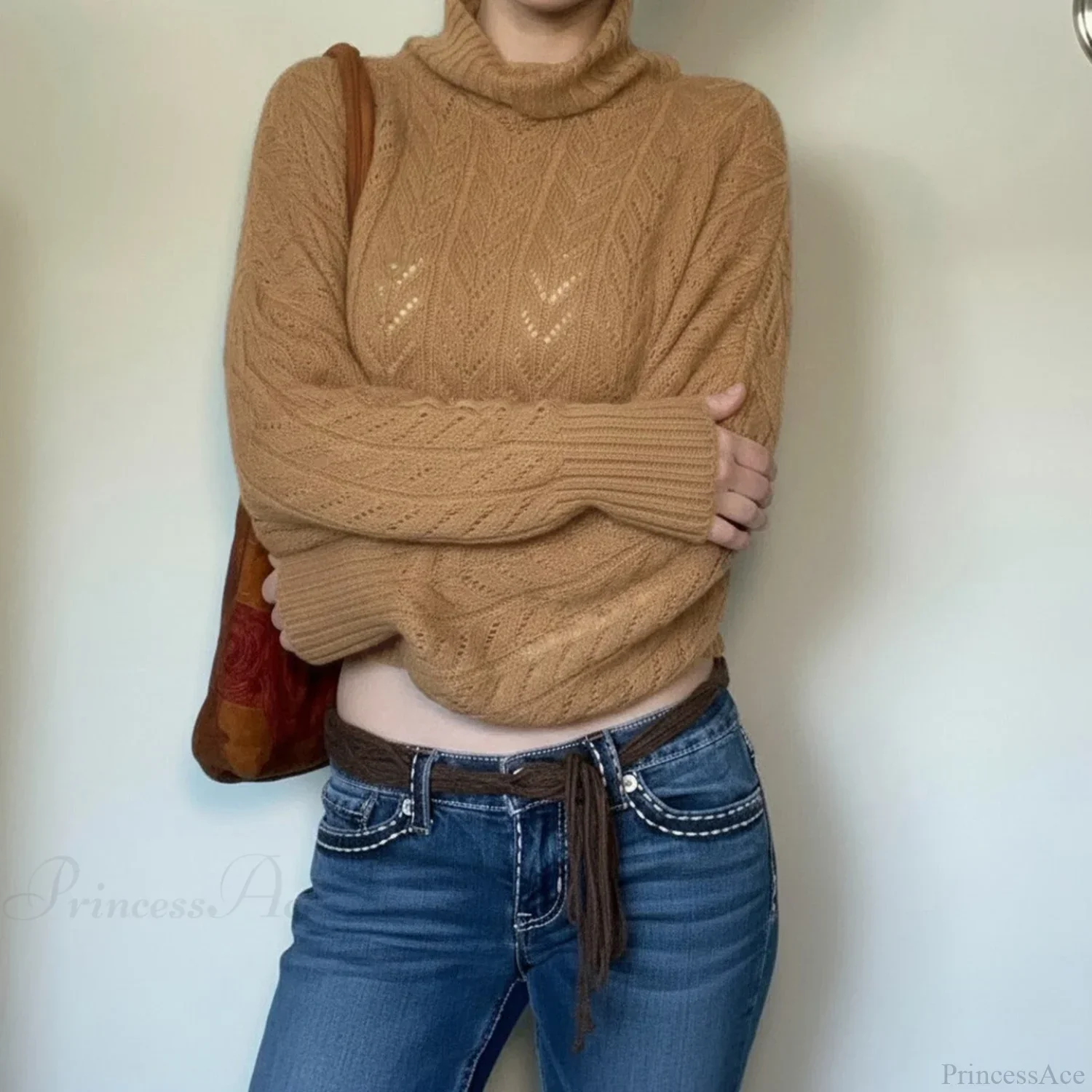 Vintage Fitted Slim Turtleneck Elegant Sweater - Image 4
