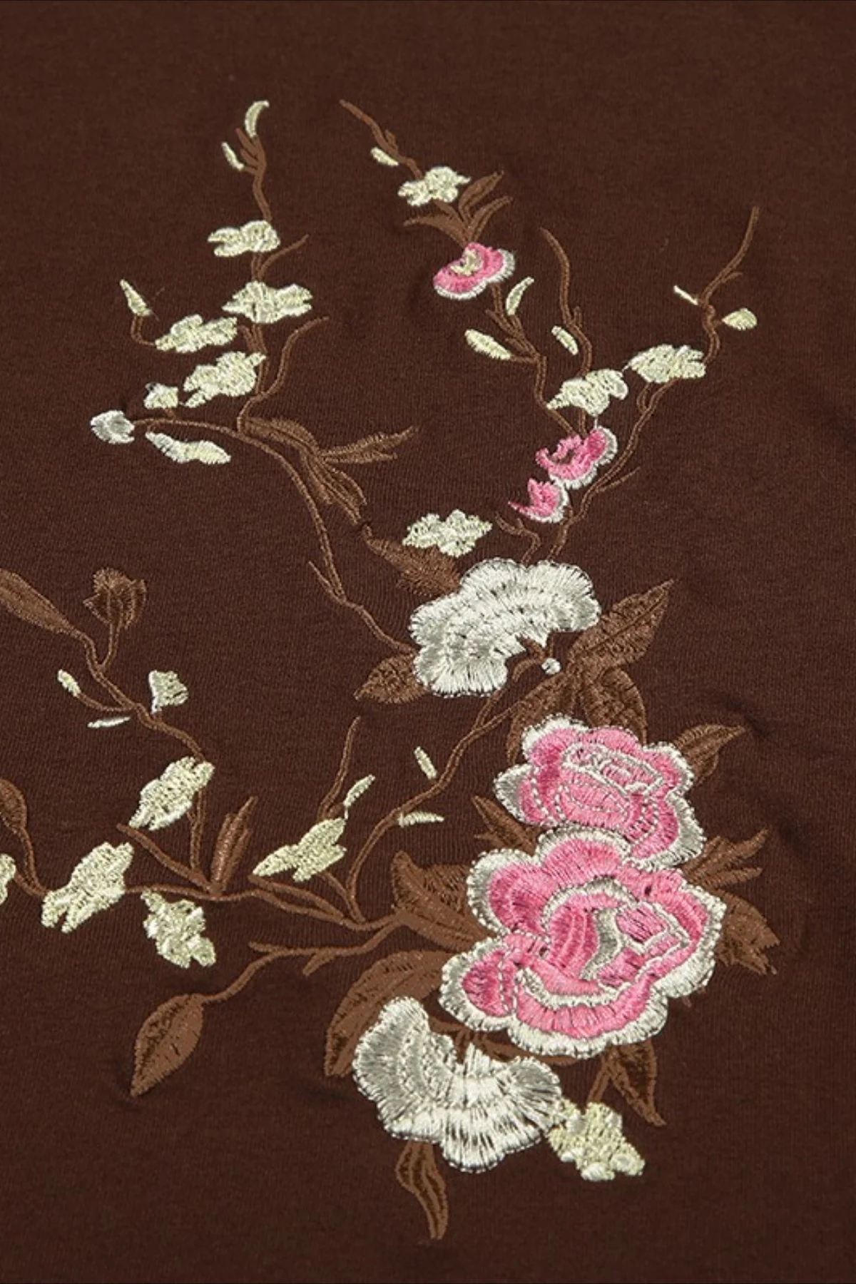 Vintage Floral Embroidery Tie Waist V Neck T-shirt - Image 6