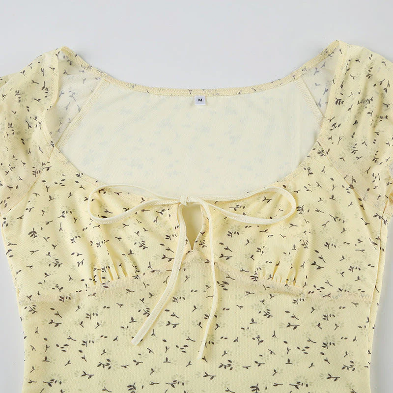 Vintage Floral Mesh Sexy Blouse - Image 5