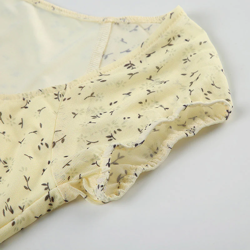 Vintage Floral Mesh Sexy Blouse - Image 7