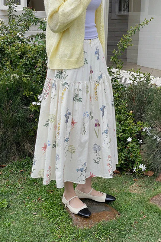 Vintage Floral Pleated A - line Midi Skirt - Image 2