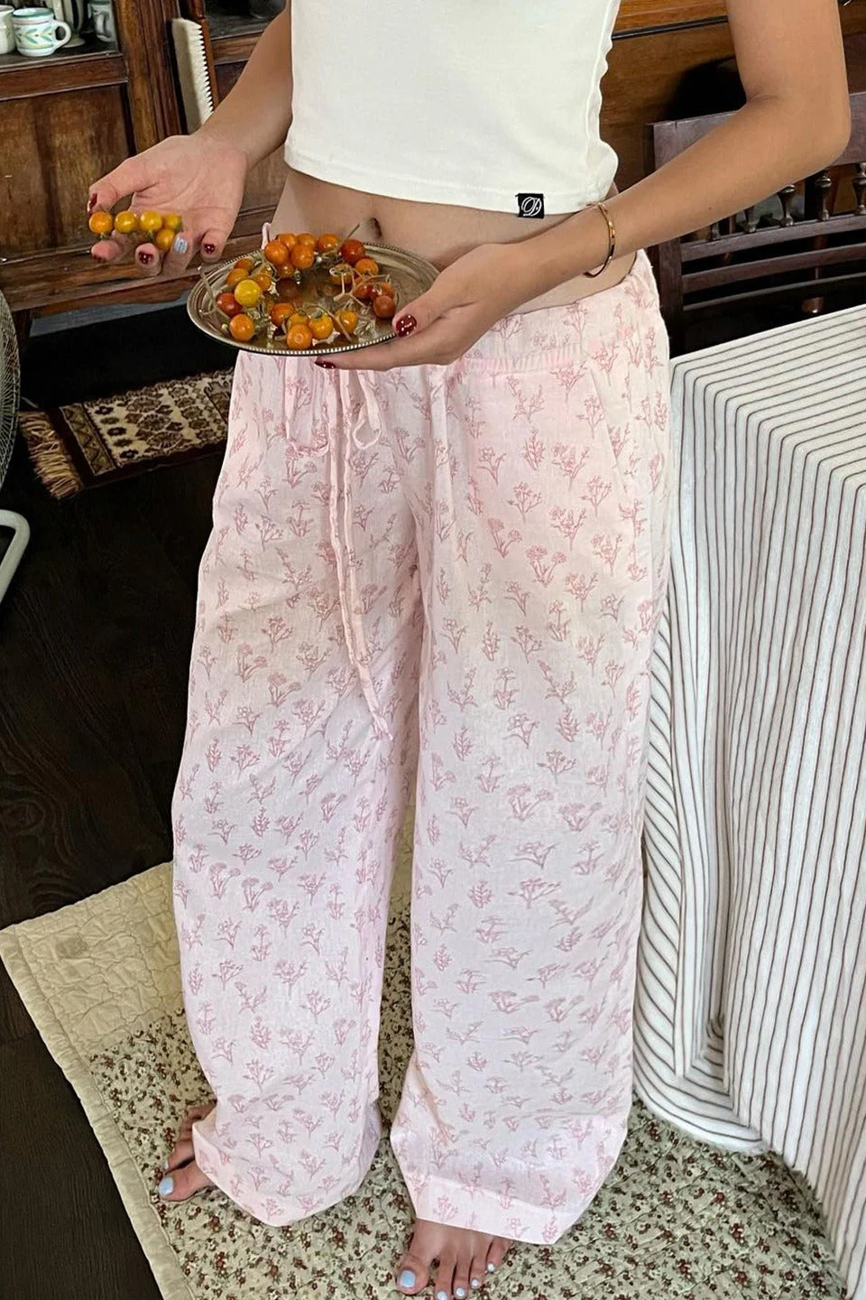 Vintage Floral Wide-Leg Pants - Image 2