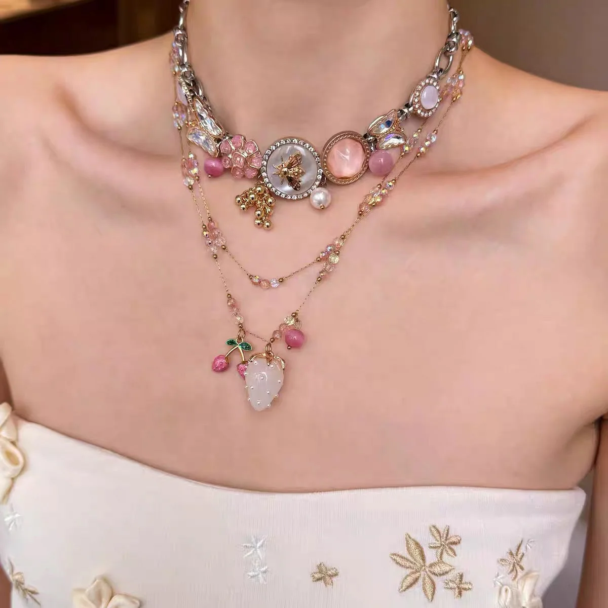 Vintage Gem Beaded Stackable NeckLace - Image 2