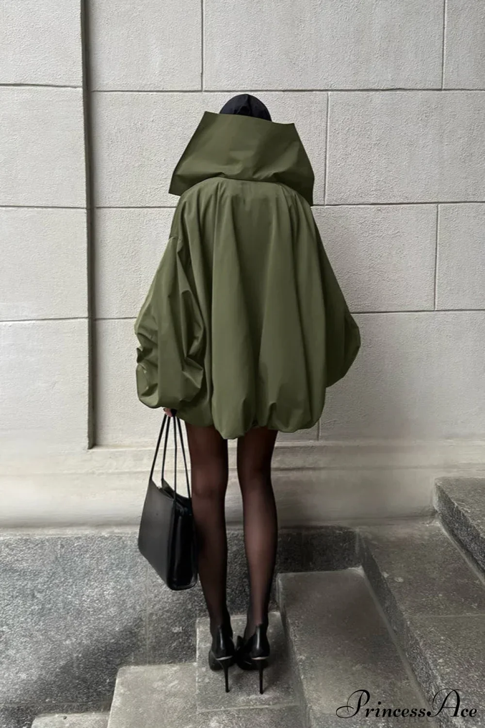Vintage Green Unique Loose Slimming Coat - Image 5