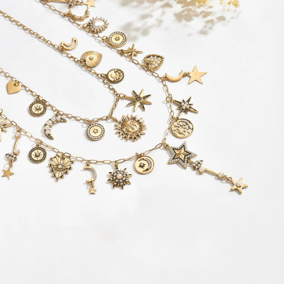 Vintage Heart Sun Moon Tassel NeckLace - Image 2
