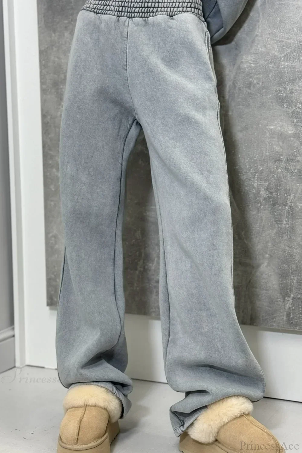 Vintage High Street Gray Loose Hoodie Jogger Two Piece Set - Image 5