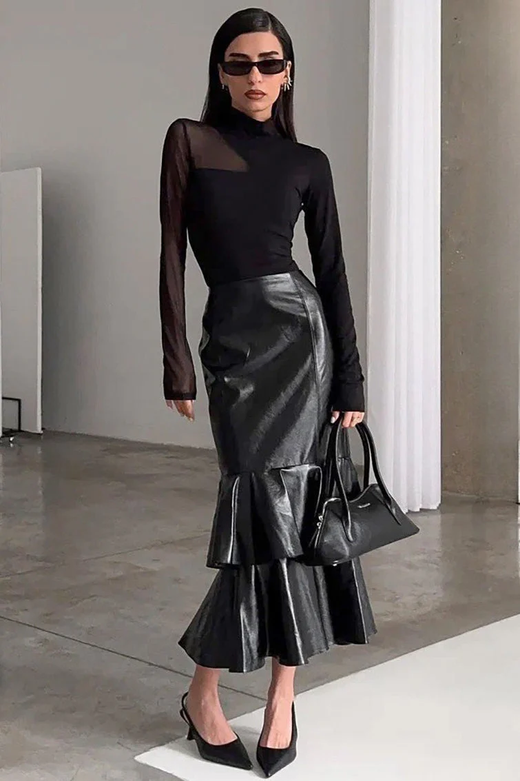 Vintage High-Waist Mermaid Maxi Skirt - Image 2