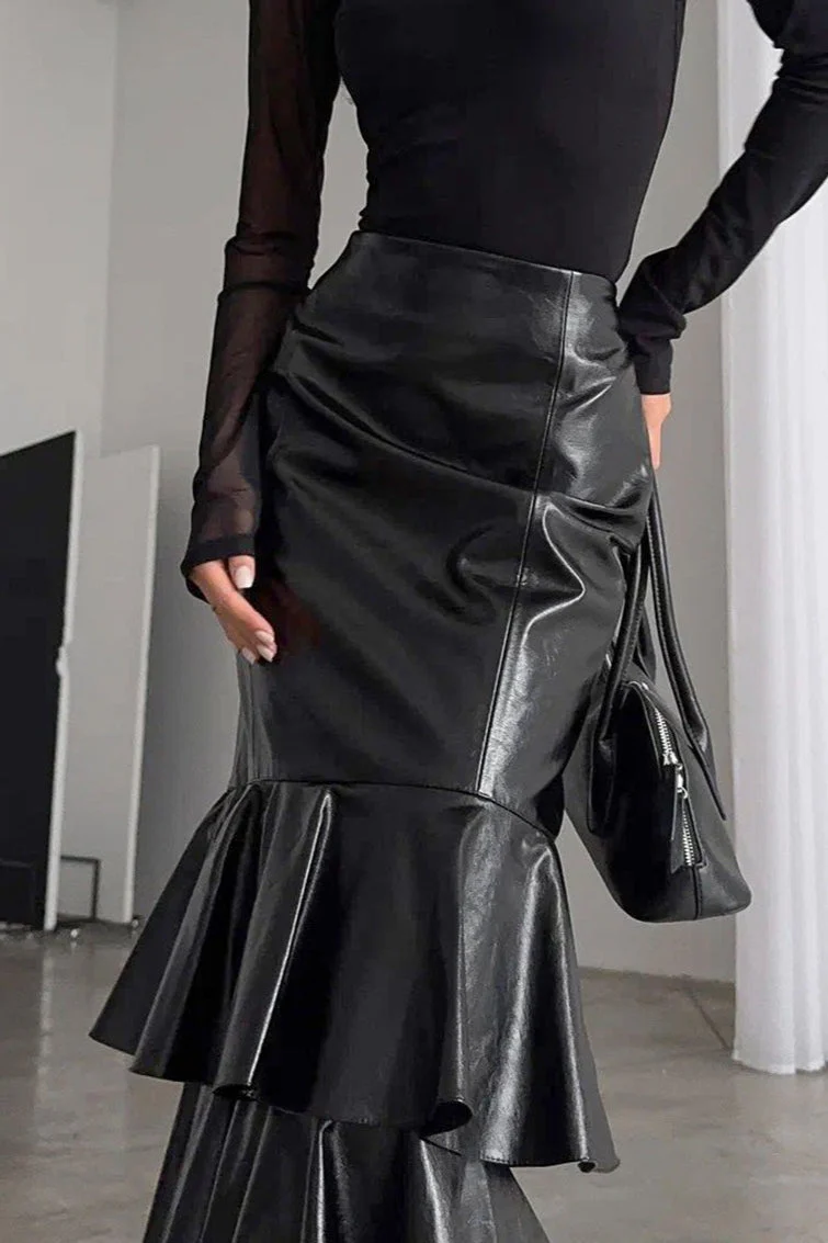 Vintage High-Waist Mermaid Maxi Skirt - Image 3