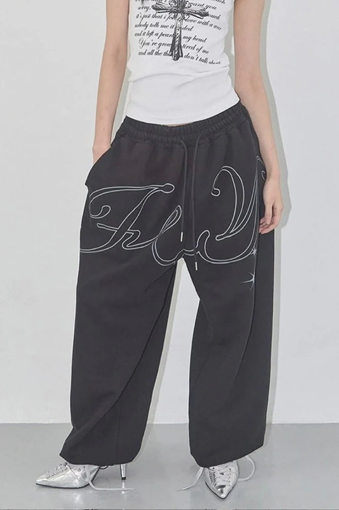 Vintage Hip-hop Letter Wing Casual Pants - Image 3