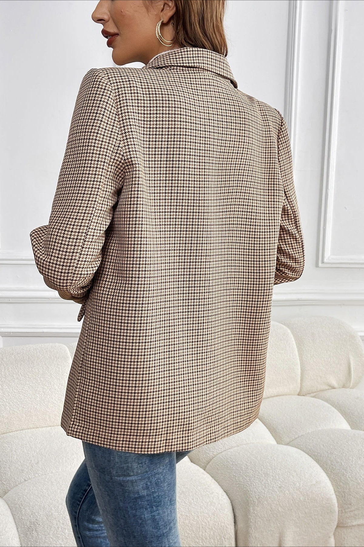 Vintage Houndstooth Elegant Casual Blazer - Image 6