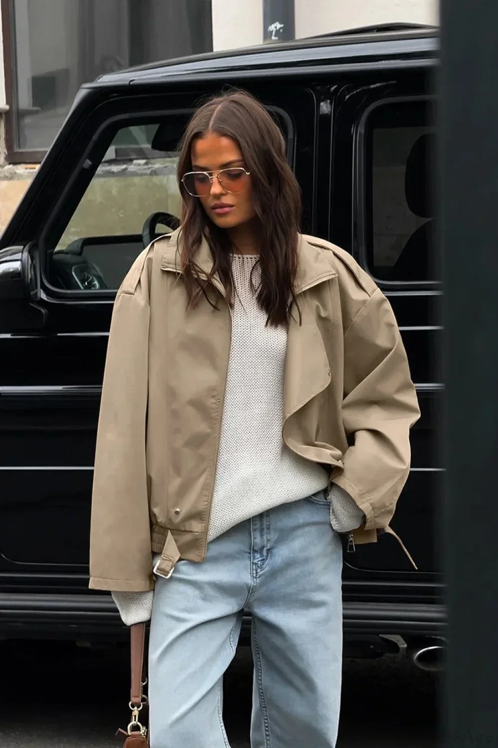 Vintage Khaki Lapel Trench Loose Jacket - Image 2