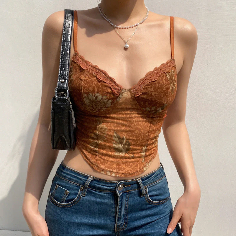 Vintage Lace Maple Print Cami Top - Image 2
