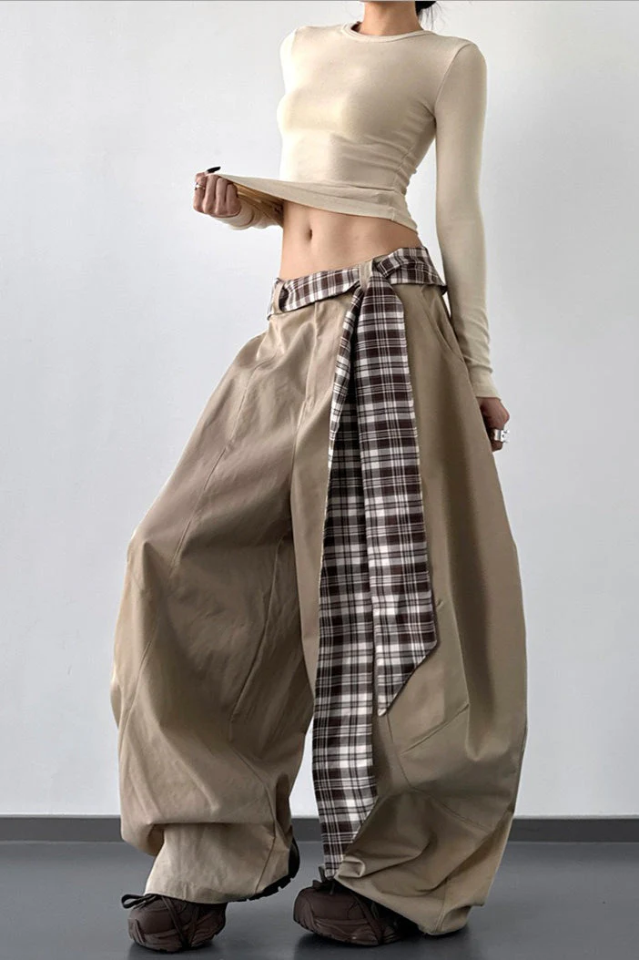 Vintage Layered Wide-Leg Palazzo Pants - Image 3