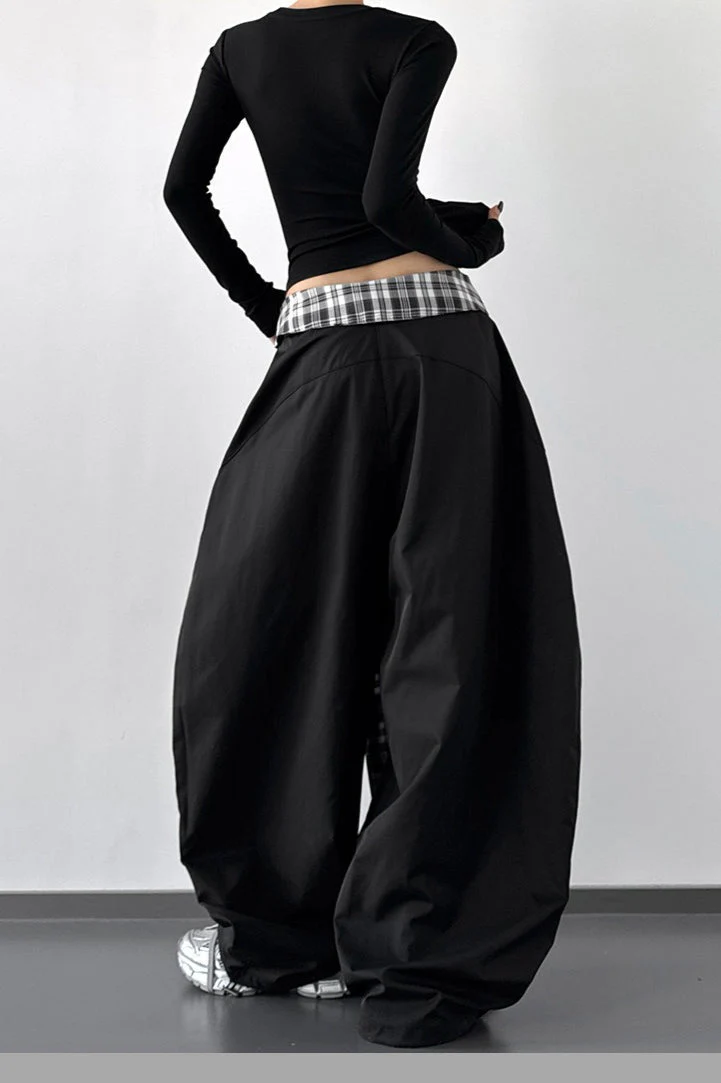 Vintage Layered Wide-Leg Palazzo Pants - Image 5